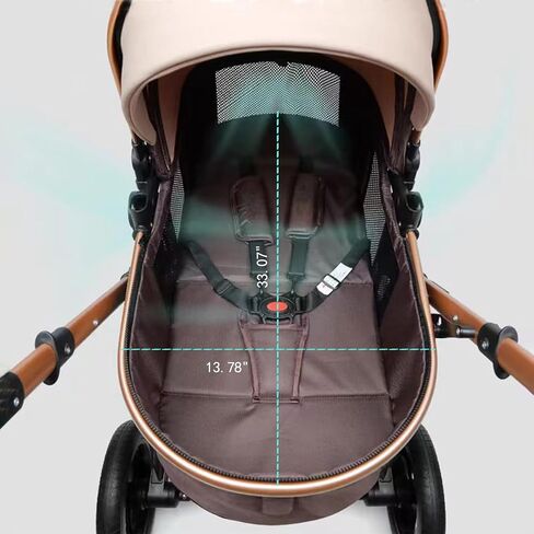 Lightweight Luxury Baby Stroller 2 in 1 Portable High Landscape Reversible Stroller Travel Pram Baby Carriage (Black) in Saudi Arabia
