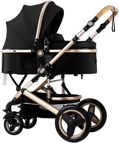 Lightweight Luxury Baby Stroller 2 in 1 Portable High Landscape Reversible Stroller Travel Pram Baby Carriage (Black) in Saudi Arabia