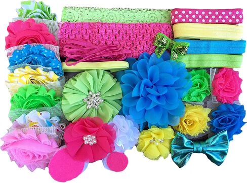 مجموعة ربطات الرأس الصغيرة من Bowtique Emilee تصنع 14 عصابة رأس، مجموعة عصابة رأس للأطفال DIY - Lollipop in Kuwait