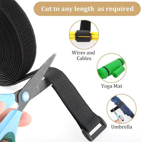 16Ft Adjustable Cable Straps with 25 Buckles, Hook and Loop Straps, Free Cut Length Cinch Strap, Fastening Cable Ties, Nylon Securing Cord Ties for Cable Tidy, Wire Management, Cord Organiser in Saudi Arabia