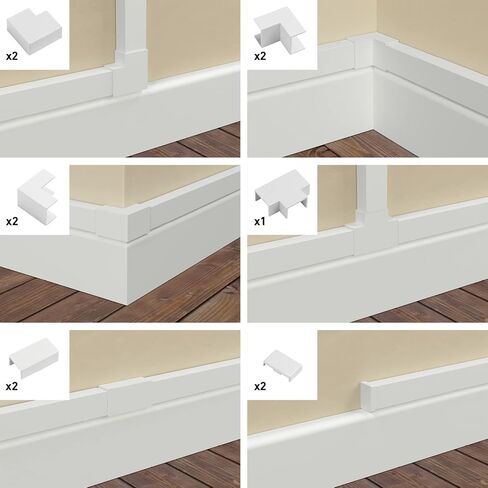 مجموعة ملحقات متعددة مكونة من 11 قطعة، تستخدم لربط أطوال غطاء السلك 0.63 بوصة (عرض) × 0.63 بوصة (ارتفاع) - أبيض in Kuwait