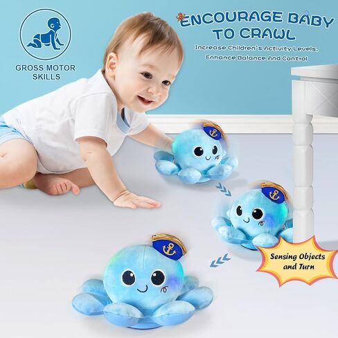 Baby Infant Crawling Walking Toys,MOJINO Tummy Time Plush Octopus Toy Gifts 3 4 5 6 7 8 11 12 Babies Walker Boy Girl 3-6 6-12 Learning 9-12 12-18 Toddler 36 Months Old Music Development Birthday Gift in Saudi Arabia