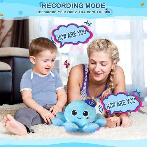 Baby Infant Crawling Walking Toys,MOJINO Tummy Time Plush Octopus Toy Gifts 3 4 5 6 7 8 11 12 Babies Walker Boy Girl 3-6 6-12 Learning 9-12 12-18 Toddler 36 Months Old Music Development Birthday Gift in Saudi Arabia