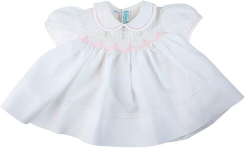 Feltman Brothers Infants Special Occasion White and Pink Smocking and Lace Dress (Newborn) in Saudi Arabia