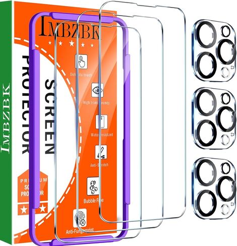 IMBZBK 3 Pack Screen Protector for iPhone 14 Pro with 3 Pack Camera Lens Protector Tempered Glass Accessories in Saudi Arabia