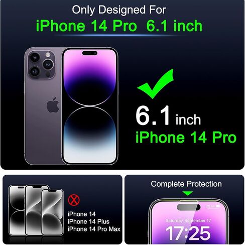 IMBZBK 3 Pack Screen Protector for iPhone 14 Pro with 3 Pack Camera Lens Protector Tempered Glass Accessories in Saudi Arabia
