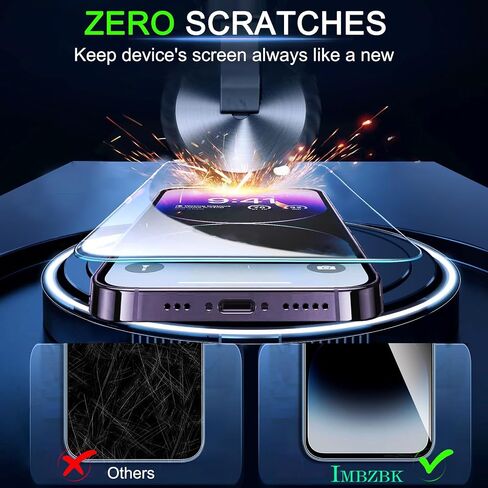 IMBZBK 3 Pack Screen Protector for iPhone 14 Pro with 3 Pack Camera Lens Protector Tempered Glass Accessories in Saudi Arabia