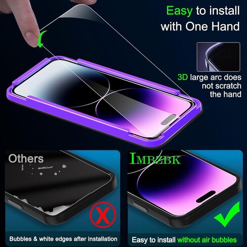 IMBZBK 3 Pack Screen Protector for iPhone 14 Pro with 3 Pack Camera Lens Protector Tempered Glass Accessories in Saudi Arabia
