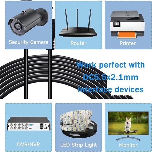 mxuteuk CCTV 2PCS 33FT(10M) Dc 12v 2.1mm x 5.5mm Power Extension Cable Compatible with 12V DC Adapter Cord,for CCTV Security Camera Standalone DVR IP Camera M-028-2PCS in Saudi Arabia