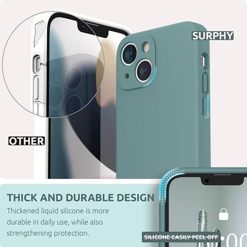 SURPHY متوافق مع حافظة iPhone 13 Mini مع واقي الشاشة، (حماية الكاميرا + بطانة ناعمة من الألياف الدقيقة) حافظة هاتف من السيليكون السائل مقاس 5.4 بوصة 2021، أرجواني أرجواني in Kuwait