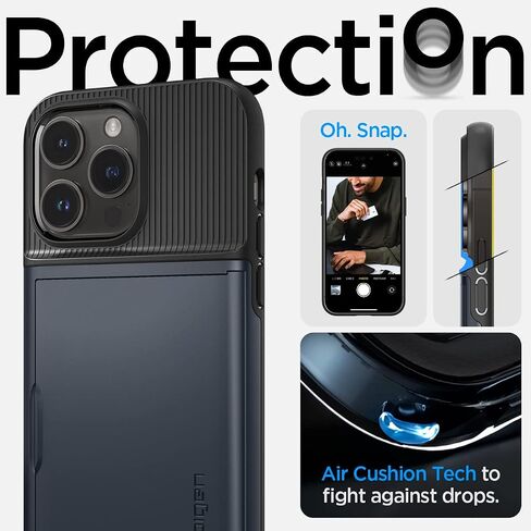 حافظة Spigen Slim Armor CS مصممة لهاتف iPhone 14 Pro (2022) [حماية عسكرية] - أسود in Saudi Arabia