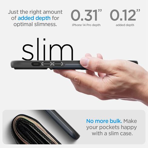 حافظة Spigen Slim Armor CS مصممة لهاتف iPhone 14 Pro (2022) [حماية عسكرية] - أسود in Saudi Arabia