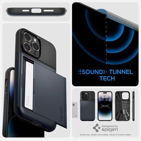 حافظة Spigen Slim Armor CS مصممة لهاتف iPhone 14 Pro (2022) [حماية عسكرية] - أسود in Saudi Arabia