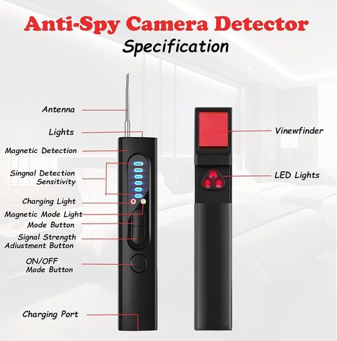Hidden Camera Detector, 2024 Protable Anti-Spy camera Detector, RF Wireless Signal Scanner, GPS Tracker Detector for Travel, Hotel, Bathroom, Office, Car, 6 Levels Sensitivity in Saudi Arabia