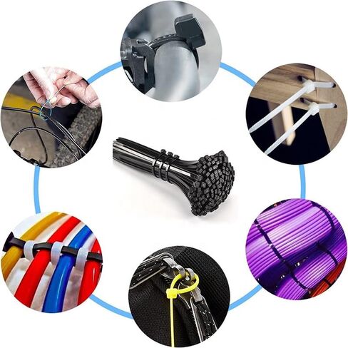 UV Resistant Black Nylon Zip Ties 8 Inch (100 Pack), 50Lbs Tensile Strength Ultra Strong Self-Locking Plastic Wire Ties For Home, Office, Garden, Workshop. in Saudi Arabia