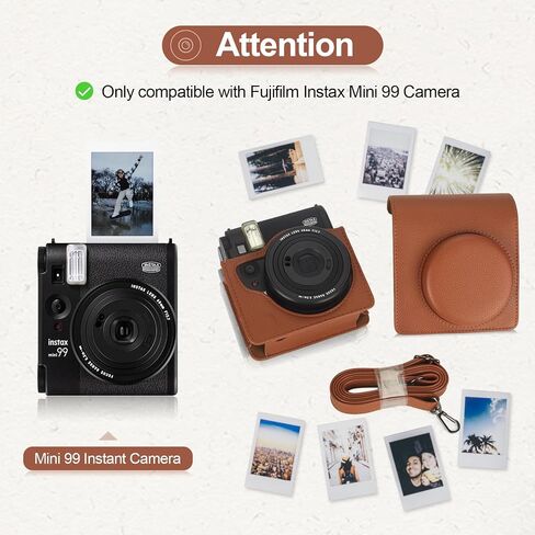Instant Mini 99 Camera Protective Case for Fujifilm Instax Mini 99 Camera, Premium PU Leather Camera Bag Cover with Removable Adjustable Strap (Black) in Saudi Arabia