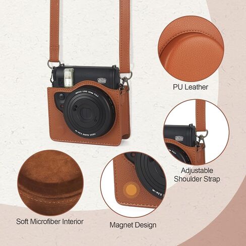 Instant Mini 99 Camera Protective Case for Fujifilm Instax Mini 99 Camera, Premium PU Leather Camera Bag Cover with Removable Adjustable Strap (Black) in Saudi Arabia