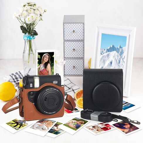 Instant Mini 99 Camera Protective Case for Fujifilm Instax Mini 99 Camera, Premium PU Leather Camera Bag Cover with Removable Adjustable Strap (Black) in Saudi Arabia