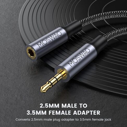 MOSWAG 2.5mm Male to 3.5mm Female Stereo Audio Jack Adapter,2.5mm Balanced Male to 3.5mm Stereo Female Jack Plug Cable for Astell&Kern AK240 AK380 AK320 onkyo DP-X1 FIIO X5III XDP-300R iBasso DX200 in Saudi Arabia