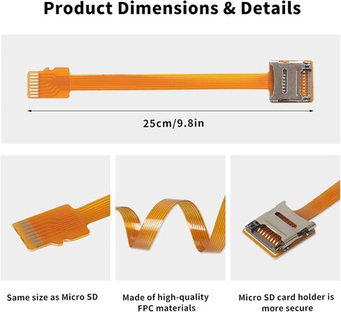 مايكرو SDHC بطاقة تمديد كابل TF بطاقة محول FPC مايكرو SDXC قارئ بطاقات تمديد سلك (9.8in/25 سنتيمتر) in Saudi Arabia