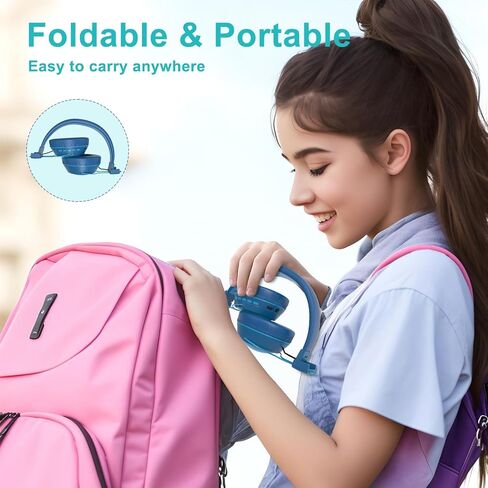 Kids Bluetooth Headphones, Kids Wireless Headphones Over Ear Headset LED Light Up, Light Weight, Adjustable,Built-in Mic Headphones for Girls Boys Teen in Saudi Arabia