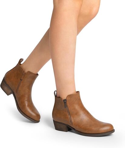 أحذية DREAM PAIRS النسائية للكاحل كلاسيكية بكعب منخفض وسحاب جانبي in Saudi Arabia