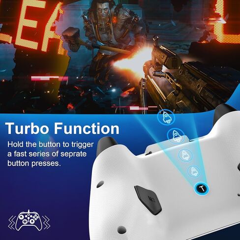 وحدة تحكم سلكية للكمبيوتر الشخصي من OUBANG لجهاز PS4/Switch مع مشغلات تأثير Hall، وأجهزة التحكم في الألعاب لأجهزة الكمبيوتر/Switch/PS4/Steam/Mac/Windows/الهاتف مع ضوء RGB، وظيفة قابلة للبرمجة، توربو، اهتزاز - أبيض in Kuwait