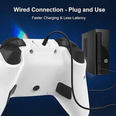 وحدة تحكم سلكية للكمبيوتر الشخصي من OUBANG لجهاز PS4/Switch مع مشغلات تأثير Hall، وأجهزة التحكم في الألعاب لأجهزة الكمبيوتر/Switch/PS4/Steam/Mac/Windows/الهاتف مع ضوء RGB، وظيفة قابلة للبرمجة، توربو، اهتزاز - أبيض in Kuwait