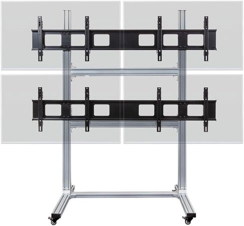 Monoprice 2x2 Video Wall Mount Bracket System Rolling Display Cart with Micro Adjustment Arms - for TVs 32in to 55in, Max Weight 100 Lbs Per Display, VESA Patterns Up to 600x400 - Commercial Series in Saudi Arabia