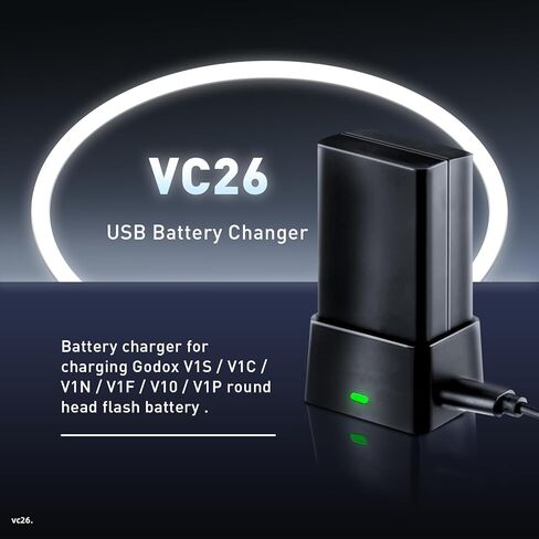 شاحن بطارية Godox VC26 USB V1 V1Pro، مدخل تيار مستمر 5 فولت مخرج تيار مستمر 8.4 فولت، متوافق مع بطارية فلاش GODOX V1-C/N/S V1Pro-C/N/S V860III-C/N/S ذات الرأس الدائري in Kuwait