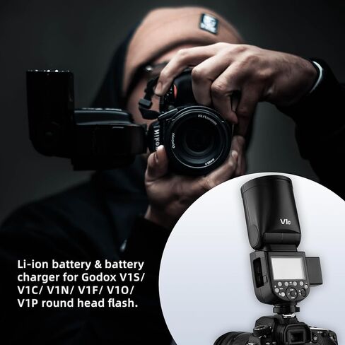 شاحن بطارية Godox VC26 USB V1 V1Pro، مدخل تيار مستمر 5 فولت مخرج تيار مستمر 8.4 فولت، متوافق مع بطارية فلاش GODOX V1-C/N/S V1Pro-C/N/S V860III-C/N/S ذات الرأس الدائري in Kuwait