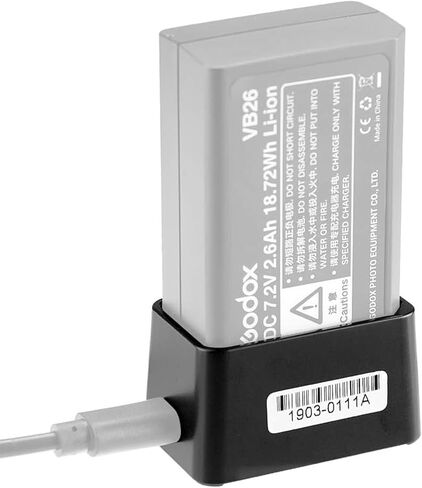 شاحن بطارية Godox VC26 USB V1 V1Pro، مدخل تيار مستمر 5 فولت مخرج تيار مستمر 8.4 فولت، متوافق مع بطارية فلاش GODOX V1-C/N/S V1Pro-C/N/S V860III-C/N/S ذات الرأس الدائري in Kuwait