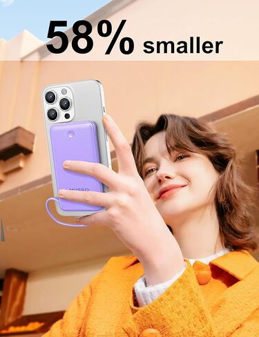 miisso Ultra Slim 10000mAh Power Bank كابلات مدمجة ومقبس حائط تيار متردد، شاحن محمول USB C بحجم الجيب، حزمة بطارية خارجية متوافقة مع iPhone Samsung iPad وما إلى ذلك، أسود in Kuwait