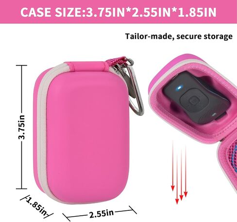 حقيبة حمل لمكبر صوت Noxgear 39g يمكن ارتداؤه بتقنية البلوتوث، مكبرات صوت محمولة لاسلكية بمشبك مغناطيسي، صندوق تخزين صغير للسفر مع جيب للكابلات، حقيبة حلقة تسلق فقط (وردي) in Kuwait