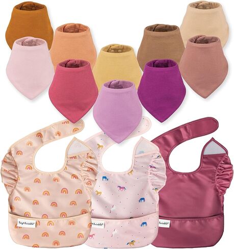 مجموعة من 3 صدريات سهلة مقاومة للفوضى من تايني توينكل، وصدريات أطفال باندانا مكونة من 10 قطع in Kuwait