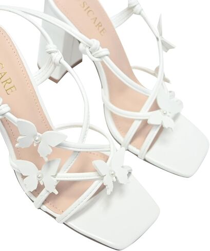 Strappy Heels for Women Sexy Lace Up Chunky High Heels Sandals Square Open Toe Heels with Bow White Black Gold Silver Tie Up Block Heels for Party, Prom, Evening in Kuwait