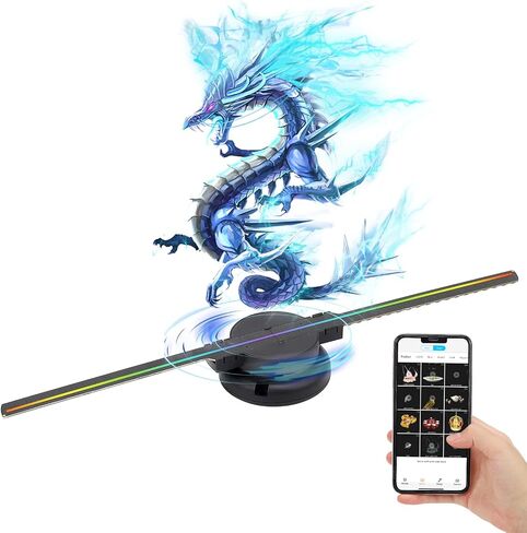 3D Hologram Fan With Android Integrated-19 Inch Holographic 3D Display Advertising Projector with APP Programmable, 1000+ 3D Video Library for Business Store Signs,Bar,Party,Halloween (17-inch) in Saudi Arabia