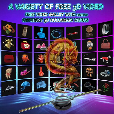3D Hologram Fan With Android Integrated-19 Inch Holographic 3D Display Advertising Projector with APP Programmable, 1000+ 3D Video Library for Business Store Signs,Bar,Party,Halloween (17-inch) in Saudi Arabia