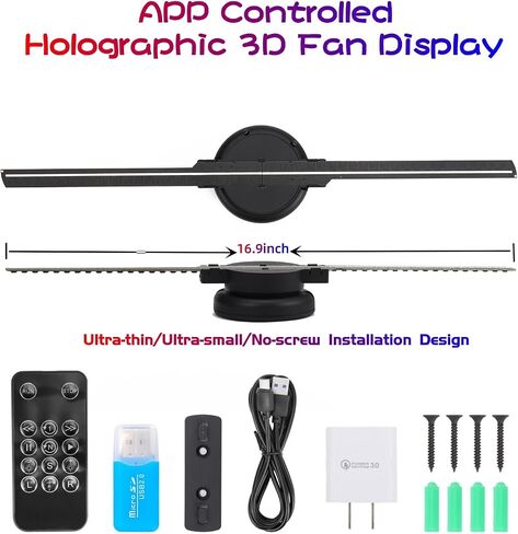 3D Hologram Fan With Android Integrated-19 Inch Holographic 3D Display Advertising Projector with APP Programmable, 1000+ 3D Video Library for Business Store Signs,Bar,Party,Halloween (17-inch) in Saudi Arabia