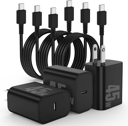 3Pack 45W USB C Charger for Samsung Galaxy S24 Ultra, Super Quite Fast Charging Type C Block with 6FT C to C Cord for Samsung Galaxy Tab S9/S8 S23 Ultra/S22 Ultra/S23/S22+/S22/S21/Note 10 Plus/20,S8+ in Saudi Arabia