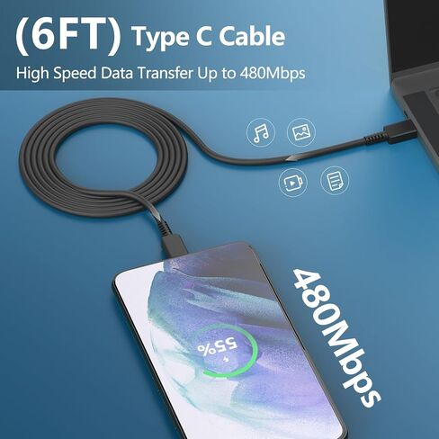 3Pack 45W USB C Charger for Samsung Galaxy S24 Ultra, Super Quite Fast Charging Type C Block with 6FT C to C Cord for Samsung Galaxy Tab S9/S8 S23 Ultra/S22 Ultra/S23/S22+/S22/S21/Note 10 Plus/20,S8+ in Saudi Arabia
