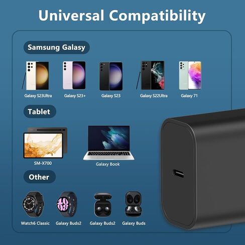 3Pack 45W USB C Charger for Samsung Galaxy S24 Ultra, Super Quite Fast Charging Type C Block with 6FT C to C Cord for Samsung Galaxy Tab S9/S8 S23 Ultra/S22 Ultra/S23/S22+/S22/S21/Note 10 Plus/20,S8+ in Saudi Arabia