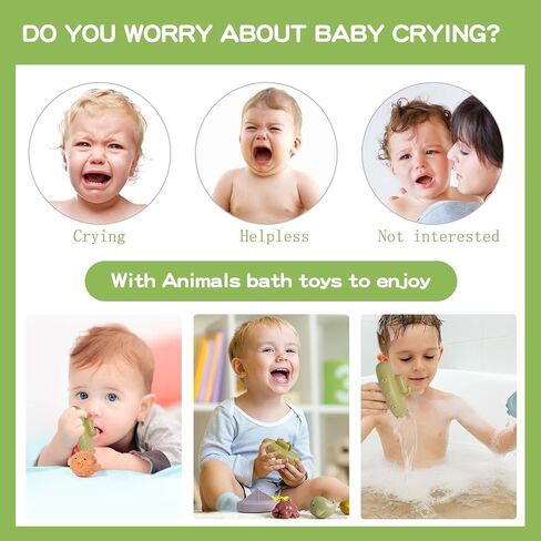 No Hole Bath Toys - 9 PCS Animal and Floating Boats Bath Toys for Babies 6-12 Months, Baby Bathtub Pool Shower Toys Presents for Toddlers Infants Girls Boys in Saudi Arabia