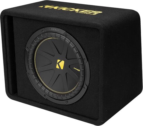 KICKER CompC Vented Enclosure with 12"(30cm) Subwoofer, 50VCWC122, Trunk Style Wedge, 2-ohm, 600 Watts Peak, 150-300 Watts RMS, Forced-Air Cooling, Increased Excursion, Car,Truck, SUV in Saudi Arabia