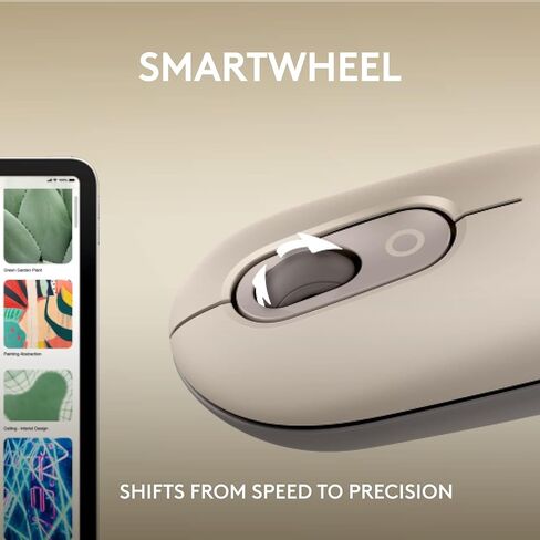 Logitech POP Mouse, Wireless Mouse with Customizable Emojis, Compact Design, Bluetooth, Multi-Device, OS Compatible - Mist-Sand (Renewed) in Saudi Arabia