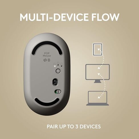 Logitech POP Mouse, Wireless Mouse with Customizable Emojis, Compact Design, Bluetooth, Multi-Device, OS Compatible - Mist-Sand (Renewed) in Saudi Arabia