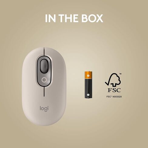 Logitech POP Mouse, Wireless Mouse with Customizable Emojis, Compact Design, Bluetooth, Multi-Device, OS Compatible - Mist-Sand (Renewed) in Saudi Arabia