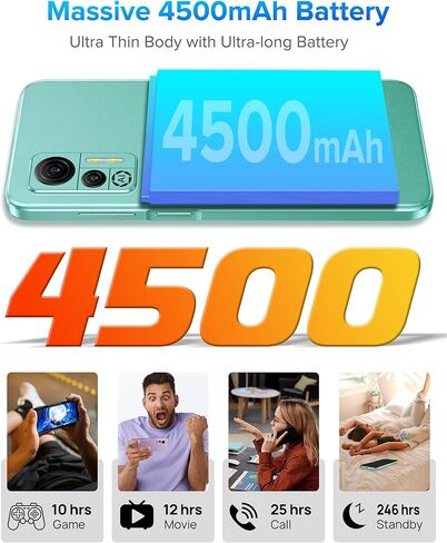 هواتف خلوية Ulefone غير مقفلة، Note 14 Android 12 هواتف ذكية غير مقفلة، بطارية ضخمة 4500 مللي أمبير في الساعة، 7 جيجابايت + 16 جيجابايت، شاشة 6.52 بوصة، خفيفة الوزن نحيفة للغاية، كاميرا AI مزدوجة، نظام تحديد المواقع OTG، إصدار الولايات المتحدة - أسود in Saudi Arabia