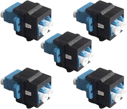 5 LC Fiber Optic Adapters LC to LC Duplex Dual Mode 10GB F/F Keystone Female to Female Couplers for Wall Panels, Wiring Blocks, and Surface Mount Boxes in Black in Saudi Arabia
