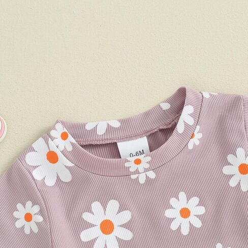 0-3T Toddler Baby Girl Summer Clothes Short Sleeve Floral Tshirt Tops and Shorts Set Oversized Outfit Boho Clothes in Saudi Arabia